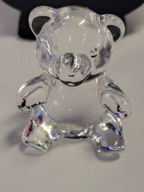 Oneida Crystal Clear Paperweight Teddy Bear 2.75" Figurine